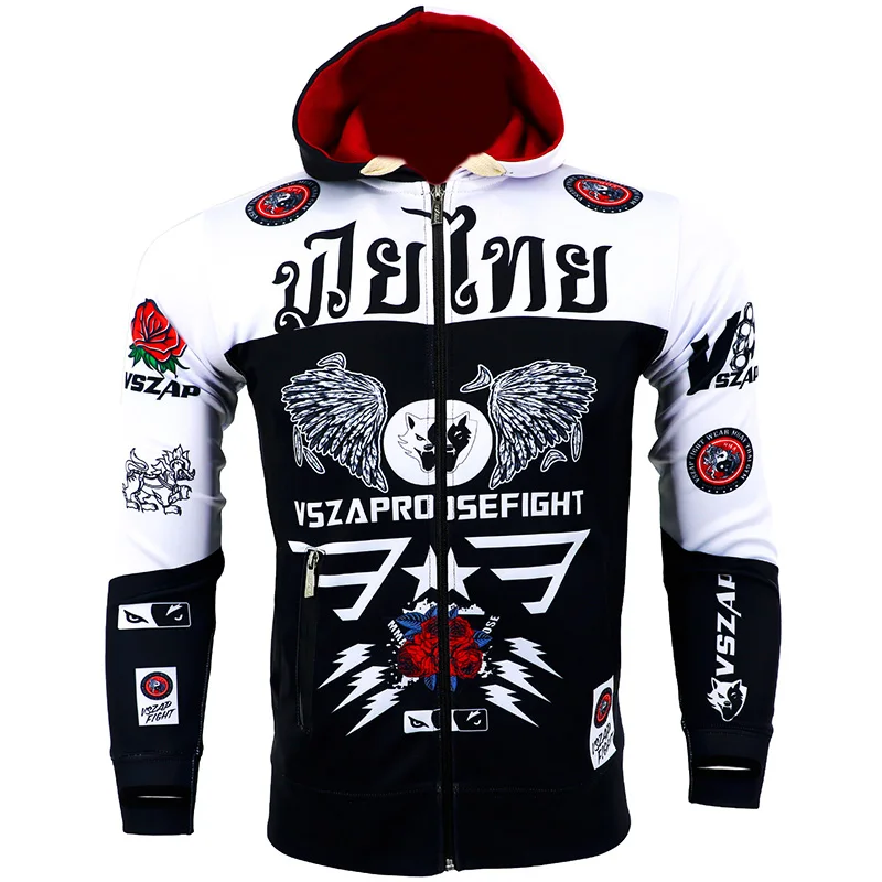 Vszap Muay Thai Hoodie,Boxing Hoodies For Men, Kickboxing Gym MMA Training Gift Rose Hoodie