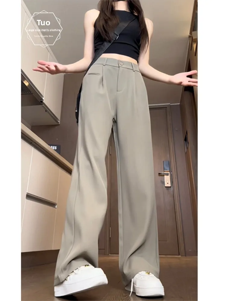 

Мужские повседневные брюки Naples из ледяного шелка, широкие, свободные, прямые, с низкой посадкой, длинные, для отдыха, модные, из полиэфирного волокна