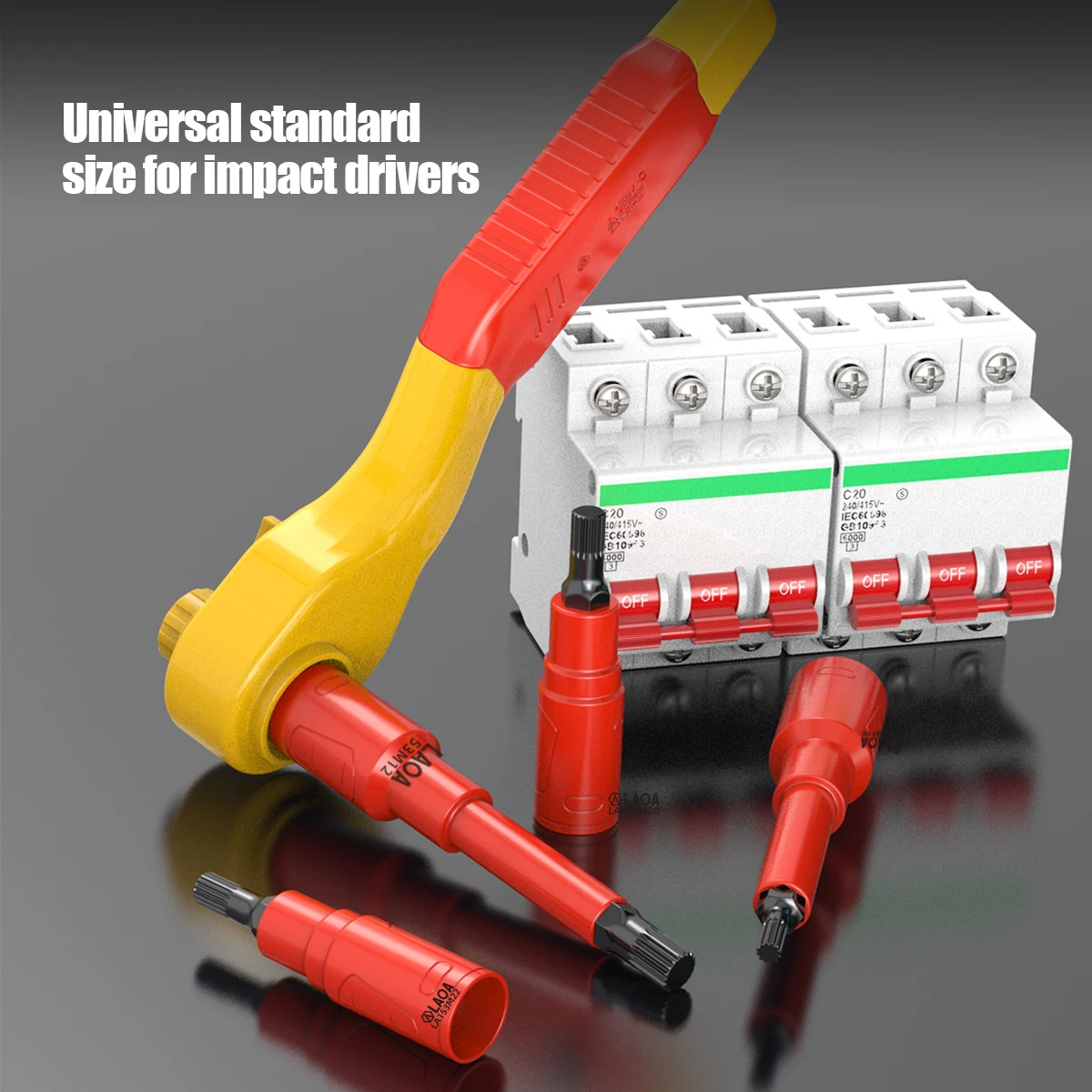 LAOA 12포인트 절연 크롬 바나듐 소켓 어댑터 1/2인치 드라이브 전문가용 공구 세트 (정비공용)