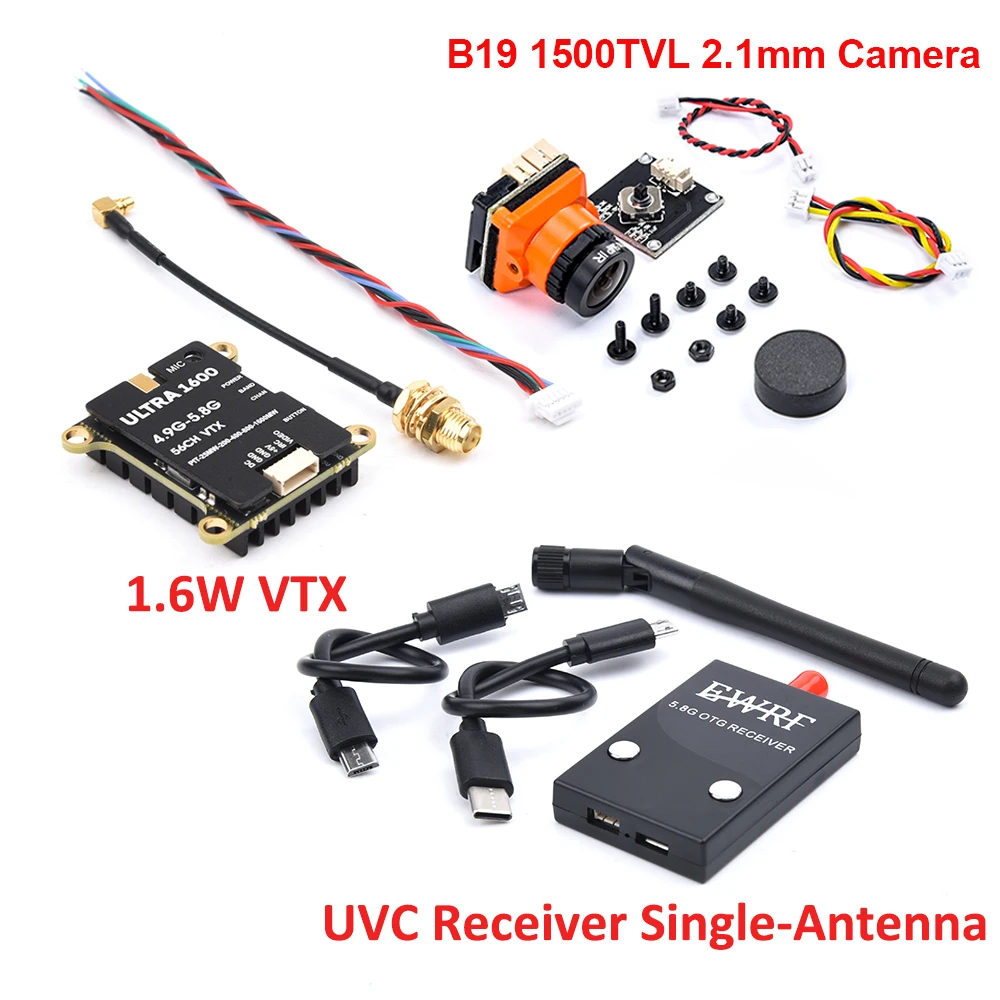 FPV VTX 1.6W / TS5828L 600mW Transmitter 1200TVL B19 1500TVL Mini Camera 5.8G FPV Receiver UVC Video Downlink OTG For FPV Drone