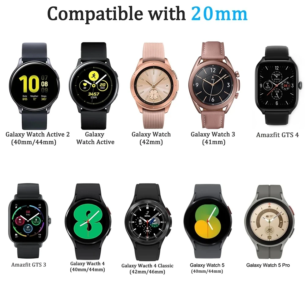 20mm Floral Bands for Samsung Galaxy Watch 5/4 40mm 44mm/Watch 5 pro 45mmTransparent Soft Silicone Strap for Amazfit GTS 4/GTS 3