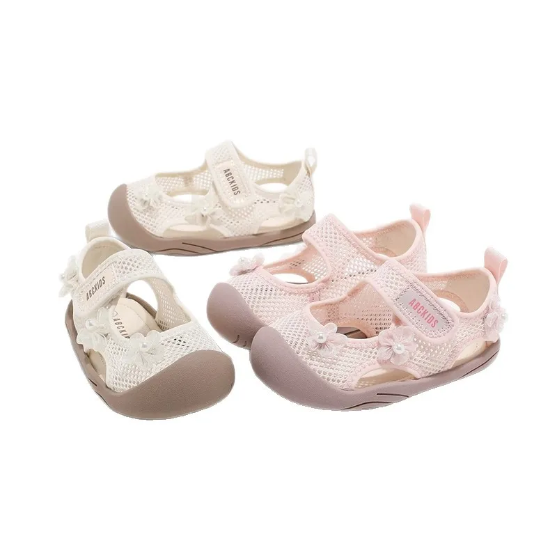 

Kids'Casual Sandals PU Leather Summer Fashion Outdoor Breathable Flat Bottom Shoes For Children Anti-slip Pink White Size 23-37