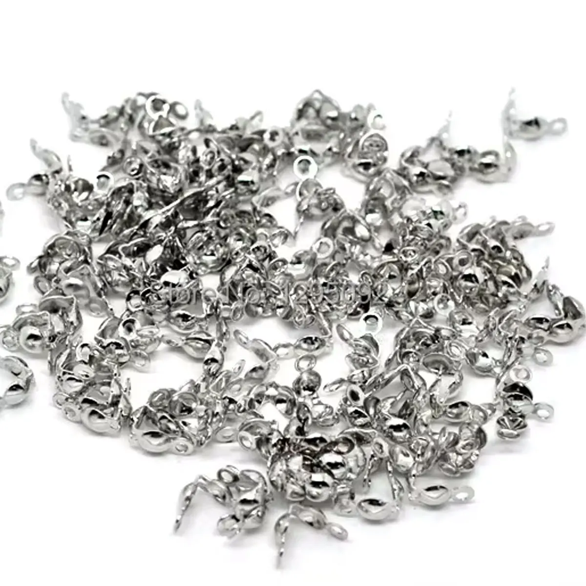 2000Pcs Silver Tone Calottes End Crimp Beads Tips Covers Jewelry Making Charms Findings 8x4mm