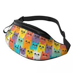 Custom Cartoon Cat Fanny Pack Women Men Crossbody Waist Bag for Running Phone Money Pouch