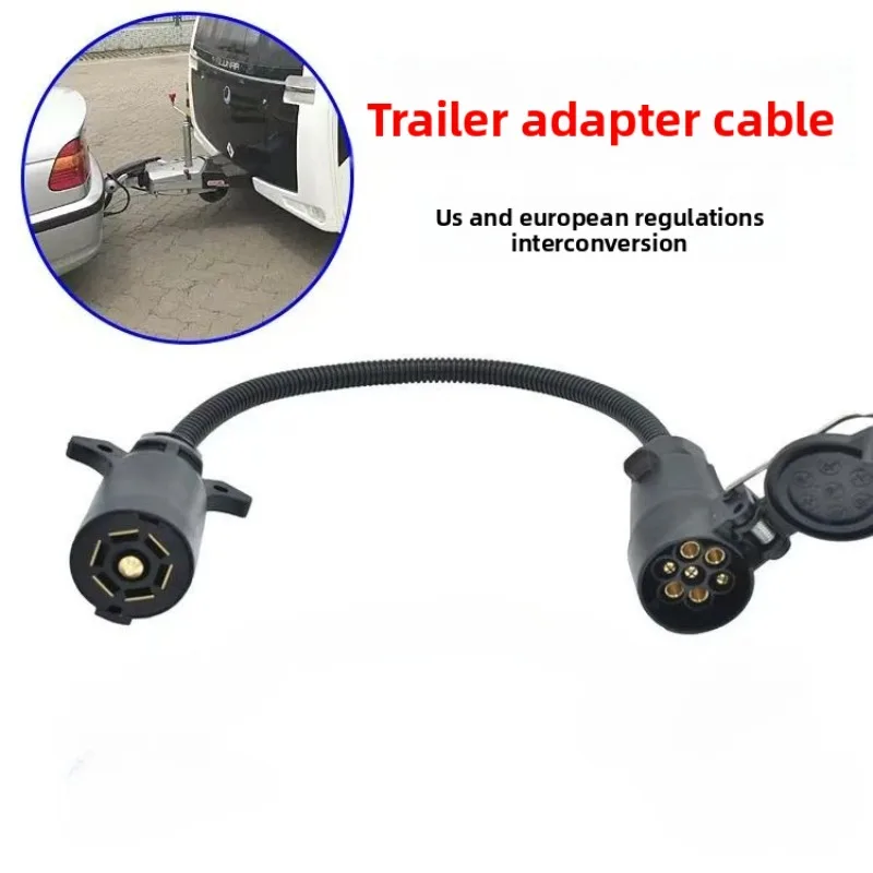 7 Way US Blade Socket to 7 Pin EU Round Trailer Plug Adapter Connector US to EU Trailer Light Converter