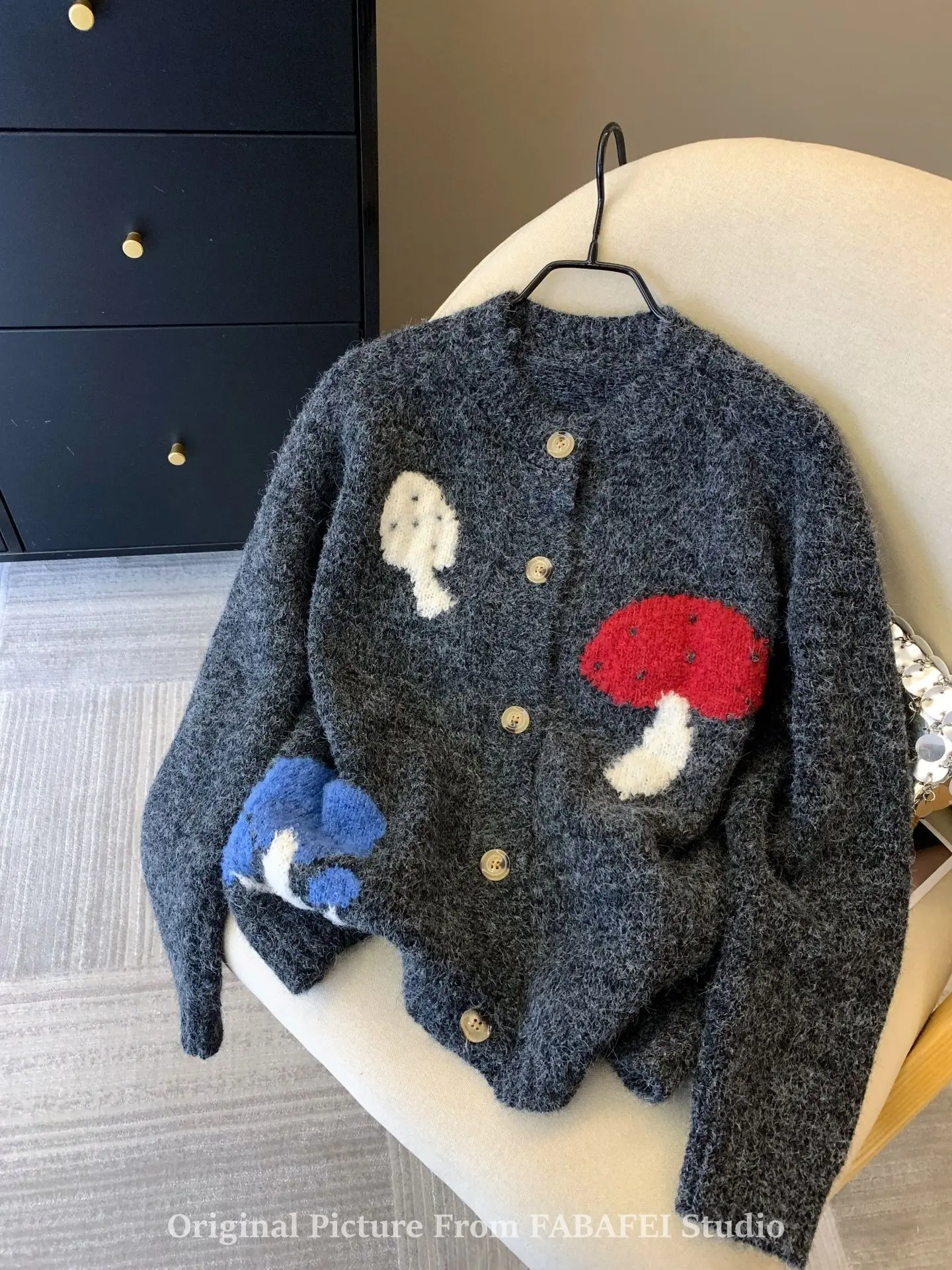 

Korejpaa Jacquard Sweater Jacket Women Autumn Winter New Korean Style Knitted Cardigan Long Sleeved Top Round Neck Sweaters