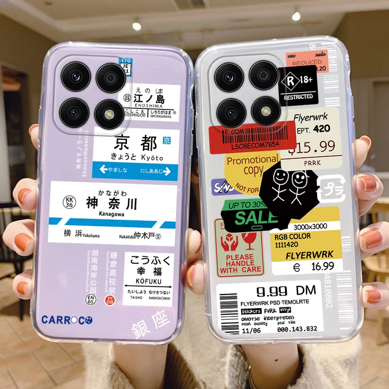 Clear Case For Honor X8a Shockproof Cover Cartoon Cute Cat Soft Silicone Fundas For HonorX8a X 8A Transparent 6.7\'\' Bags Coque