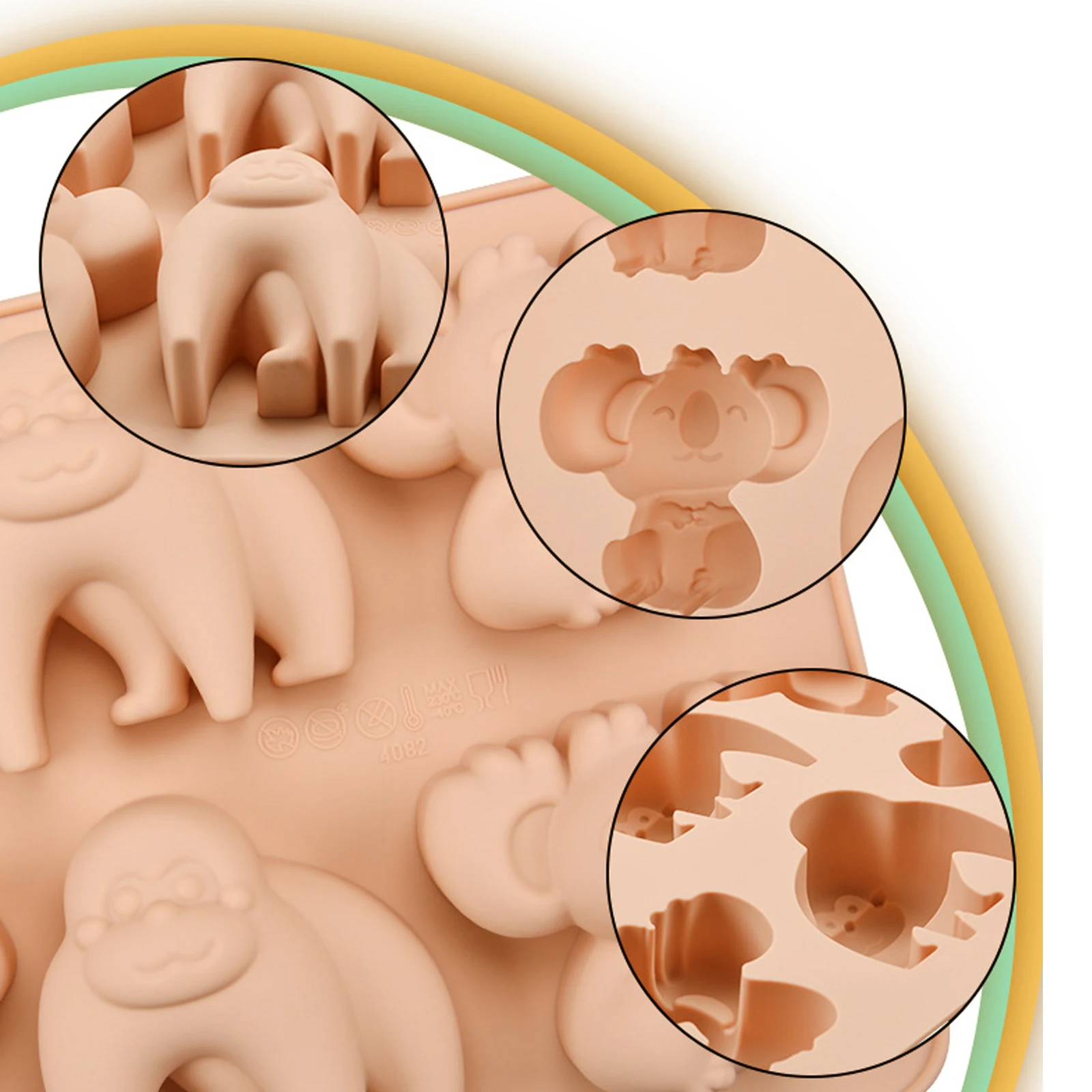 1 Pack Silicone Animal Cake Mold Elephant Monkey Koala Shapes Thick Non-Stick Mold for Cake Jelly Pudding Dessert Chocolate