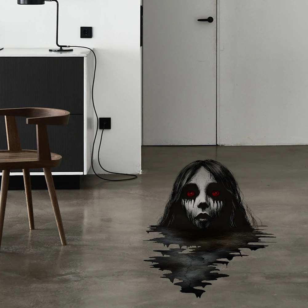 

2025 New 3D Halloween Horror Human Head Floor Stickers Thriller Peopeo Bedroom Home Decoration Scary Wall Window Sticker