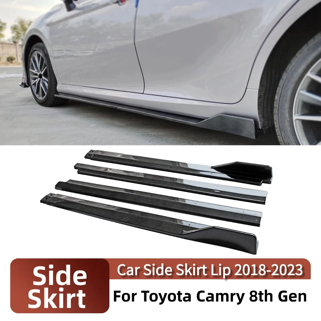 Side Skirts Splitter Diffuser Lip Extension Glossy Black Decoration Exterior Parts Refit 4PCS For Toyota Camry 8th Gen 2018-2023