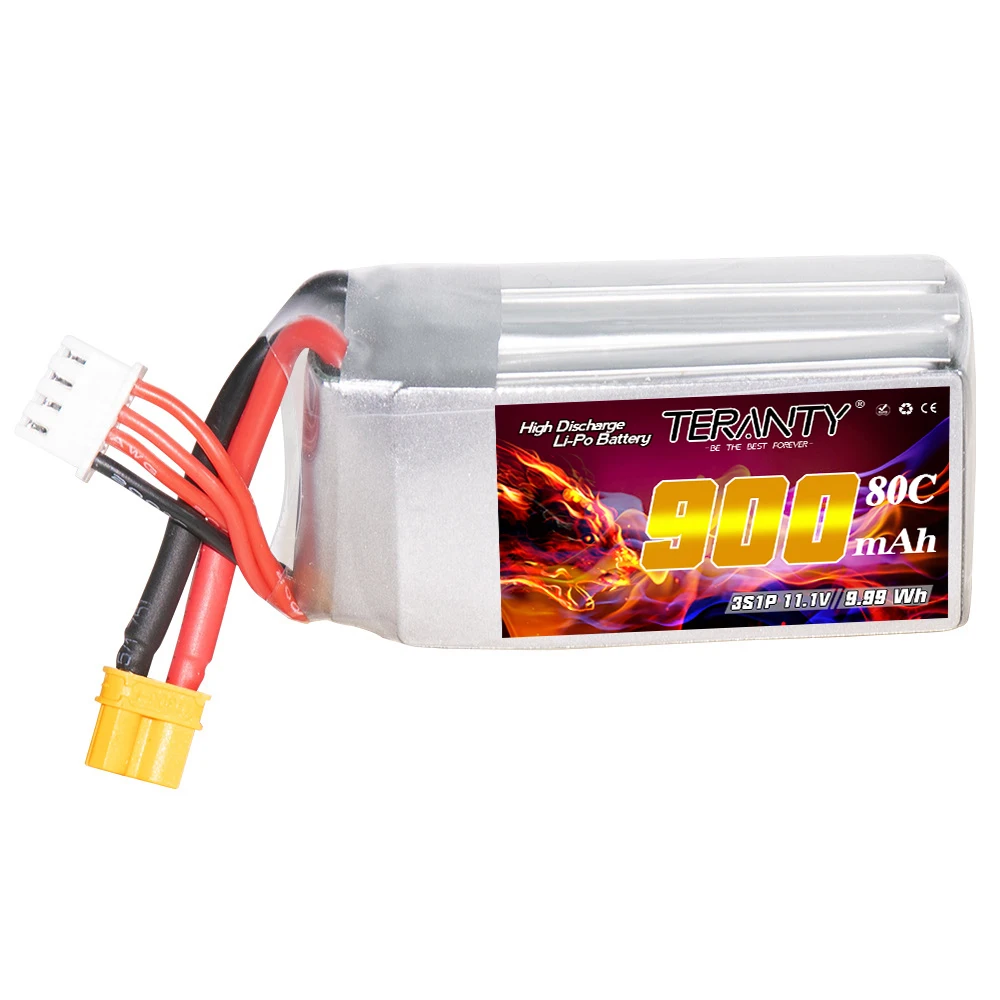 TERANTY 2S 3S 4S 6S 7.4V 11.1V 14.8V 22.2V 900mAh 80C LiPo Battery With XT30 Plug for RC Helicopter Quadcopter FPV Drone Pa