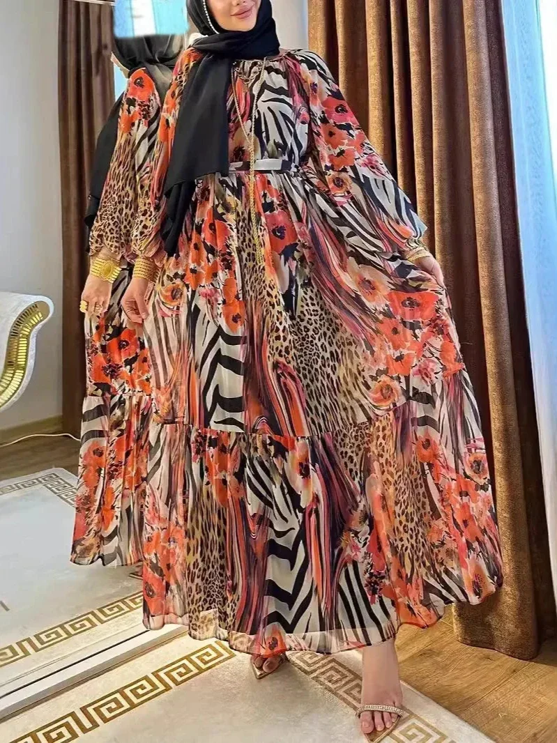 عباية بطبعة الفهد رداء العيد للنساء المسلمات عبايات رمضان المغرب قفطان إسلام دبي فيستدوس جلابية فساتين 2026