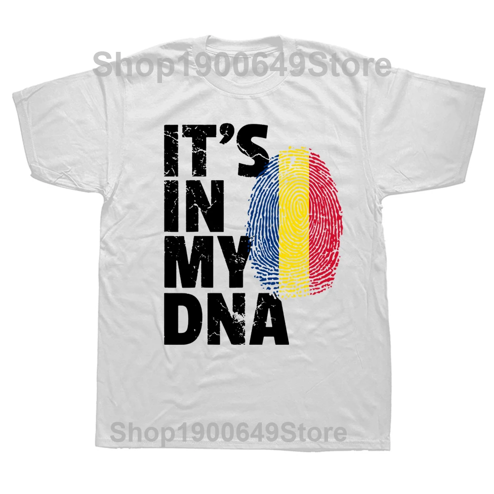 Funny ITS IN MY DNA Romanian Romania Flag T Shirts Graphic Cotton Streetwear Short Sleeve Birthday Gifts Summer Style T-shirt