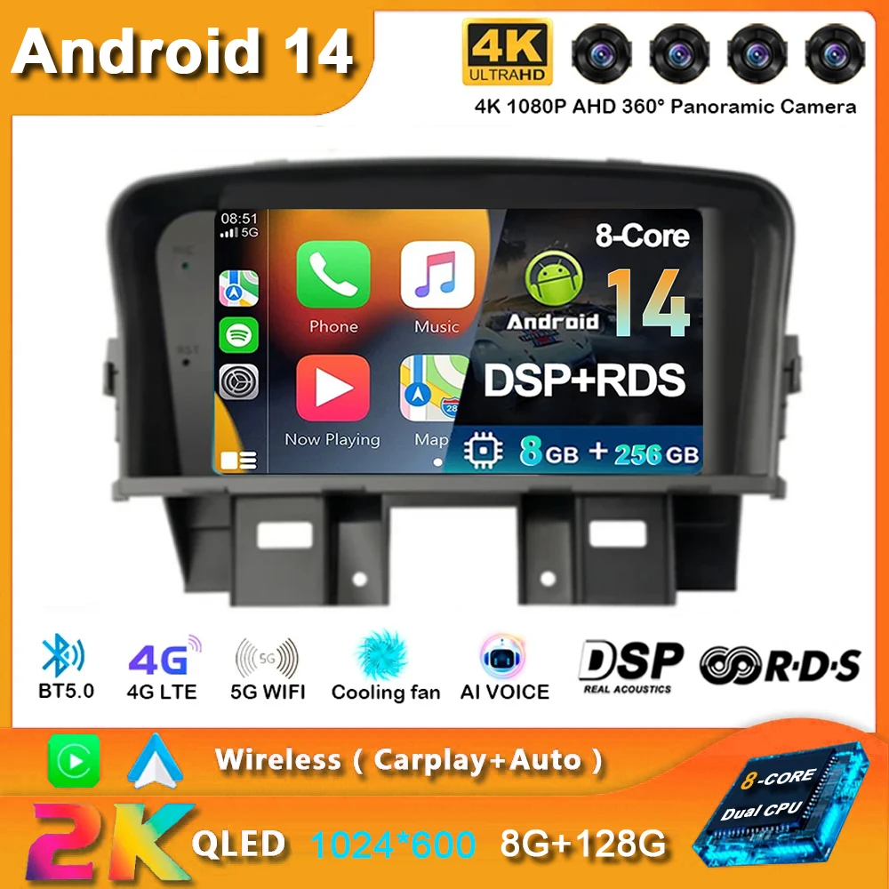 

Android 14 Car Radio For Chevrolet Cruze J300 2008-2014 Multimedia Video Player QLED GPS Navigation Built-in Carplay BT RDS DSP