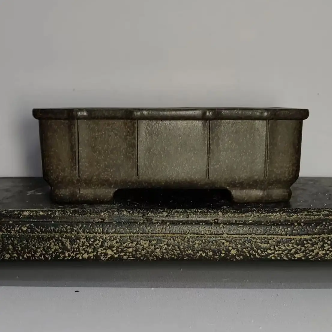 Yixing Old Brown Bonsai Pots Unglazed Rectangle Pot with Line Style