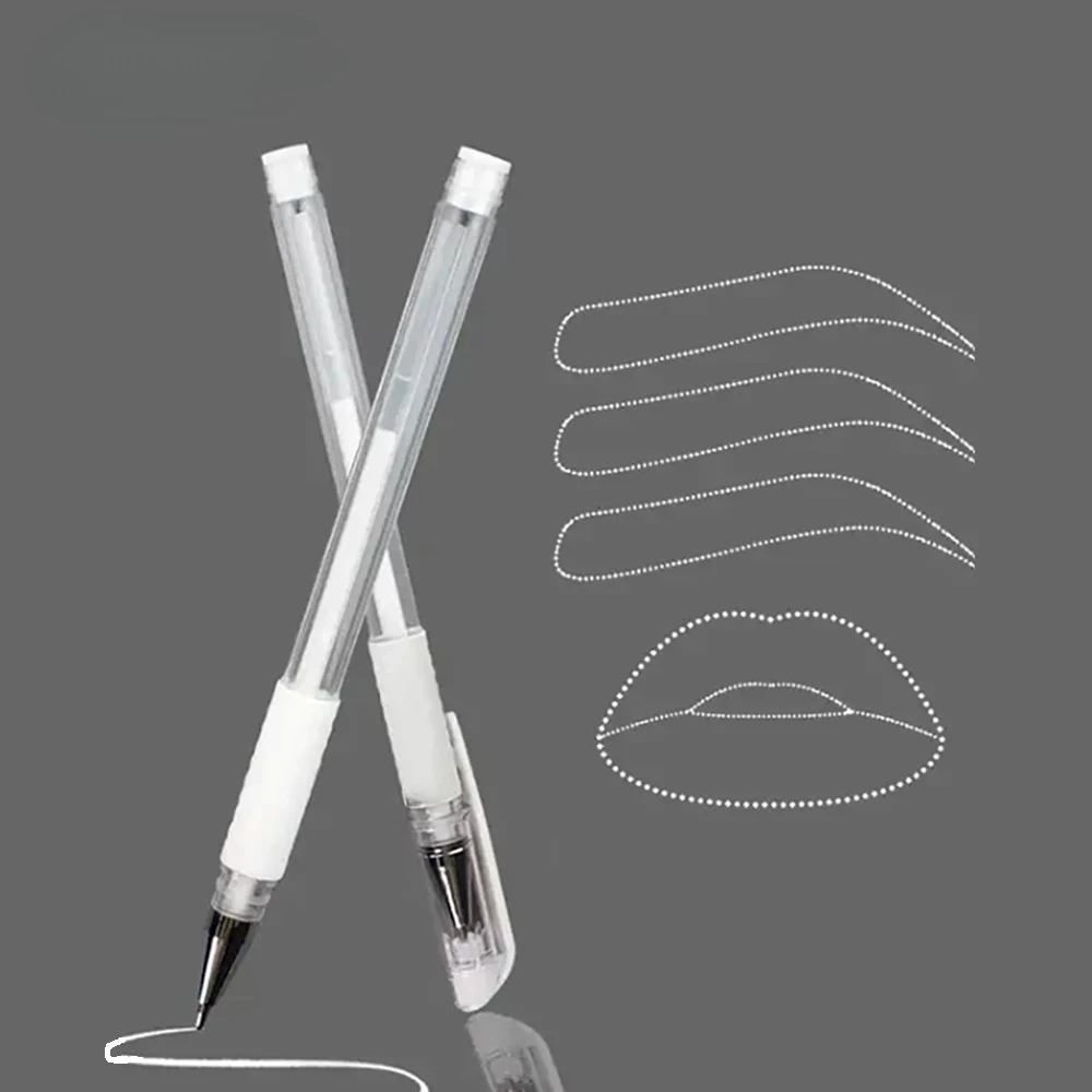 2PCS Eyebrow Marker Pen Microblading Surgical Skin Permanent Make up Supplies White Surgical Scribe Tool Tattoo Accessories Pens