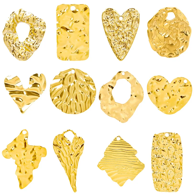 

8pcs/lot Stainless Steel Retro Irregular Texture Geometric Pendants Big Charms Fashion Jewelry Making Necklace Earrings No Fade