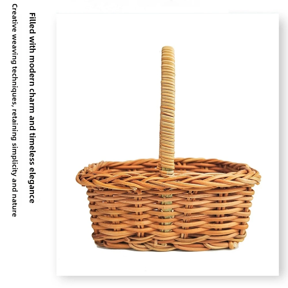 with Handle Imitation Rattan Handhold Household 5 Styles Weaving Flower Basket Handwoven Vegetable Fruit Flowers Holder
