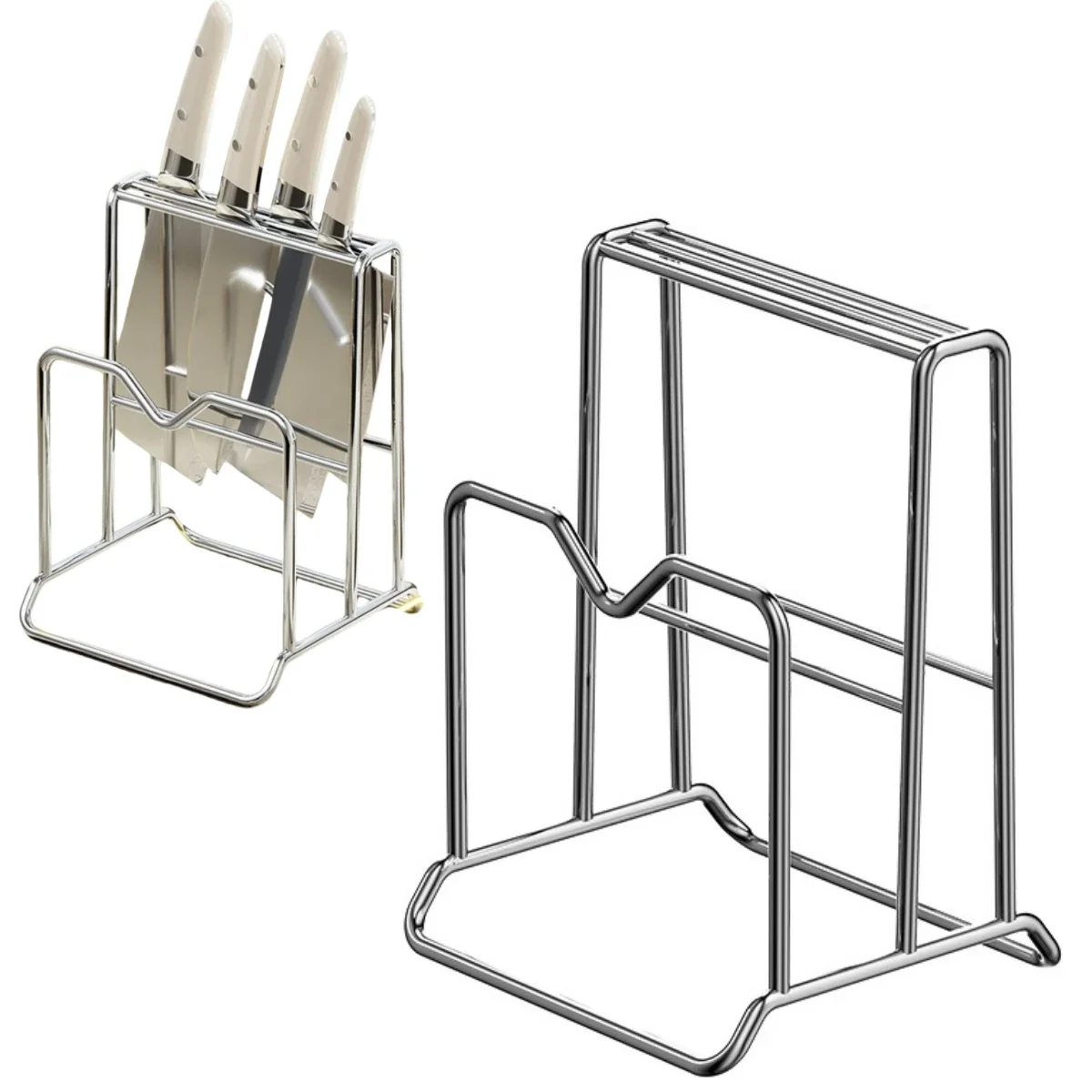 Stainless Steel Kitchen Storage Rack for Cutting Boards and Pot Lids with Removable Tray to Simplify Cleanup Tasks