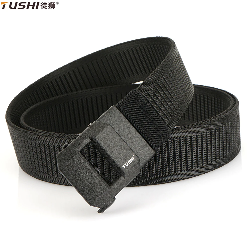 

TUSHI New Unisex Elastic Belt Hard Metal Buckle Quick Release Tough Stretch Nylon Men's Military Tactical Belt Casual Waistband
