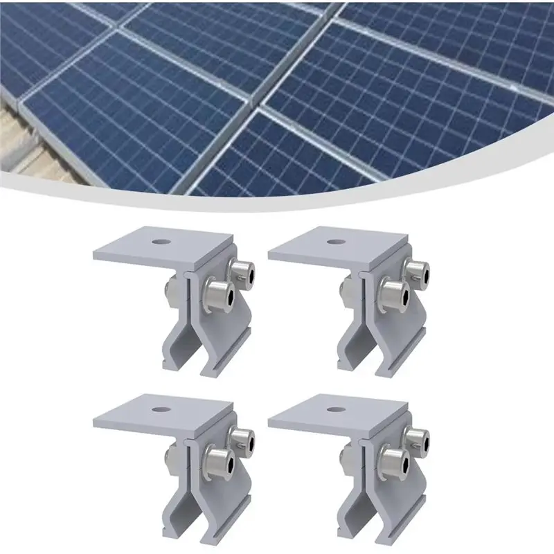 AB42-Aluminum Alloy Fixing Clamp Solar Panel Bracket PV Mounting Clamp 4Pcs Solar Module Mounting Clamp Fixture Seam Clamps