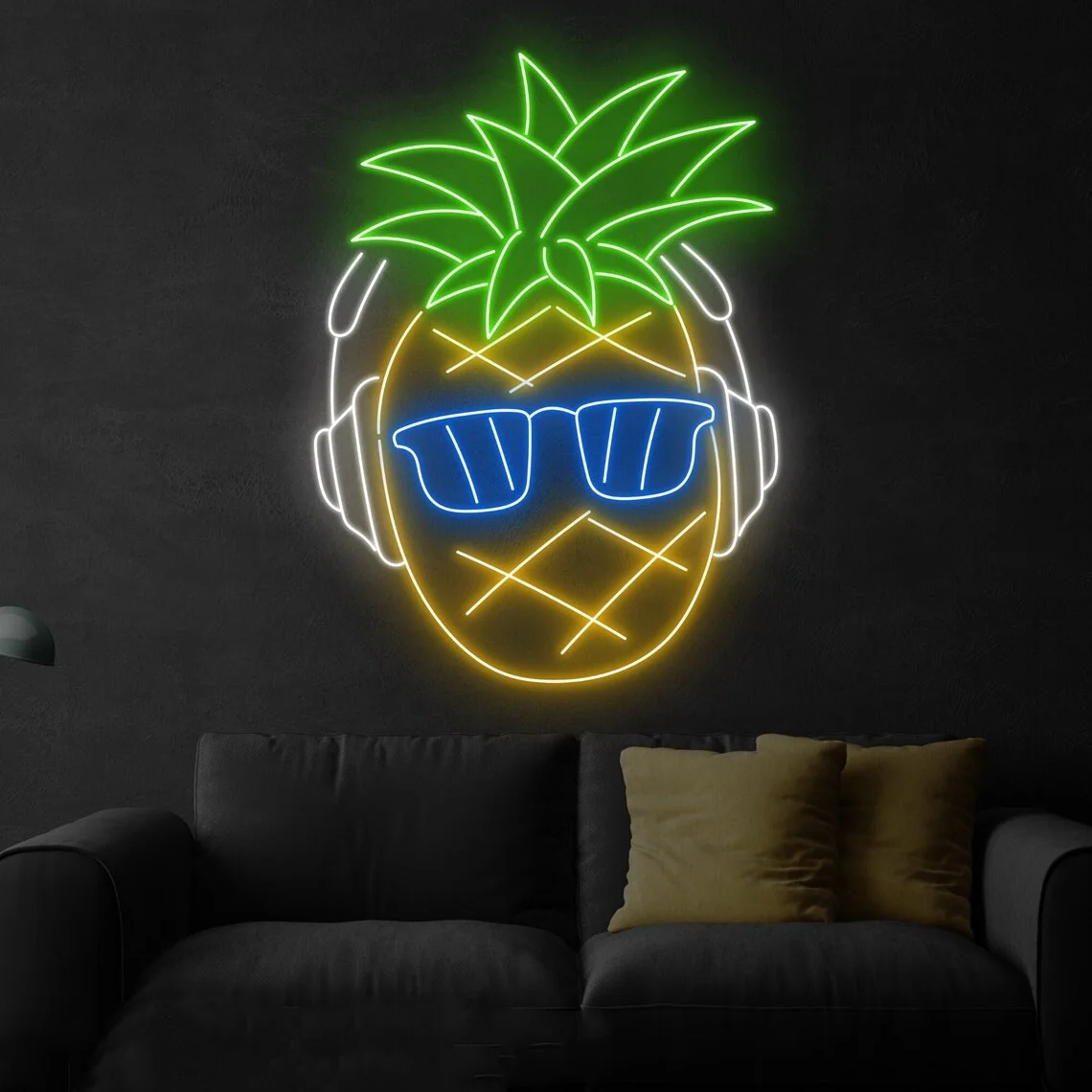 

Cool Pineapple Headphone Led Sign Pineapple Neon Sign Custom Neon Sign Bar Wall Art Decor