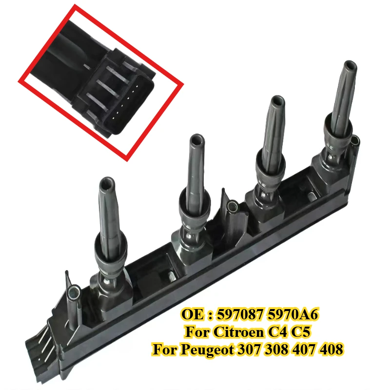

High-performance Ignition Coil For CITROEN C4 C5 2.0L C8 JUMPY/PEUGEOT EXPERT Van 307 408 2.0L Engine Replace 597087 5970A6