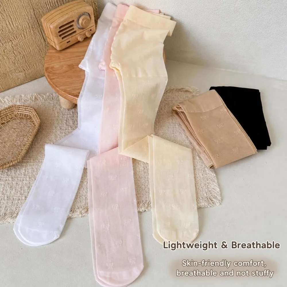 Korean-style Solid Color Thin Silk Pantyhose Breathable Bowknot Ballet Tights Dance Leggings Stocking Spring Summer