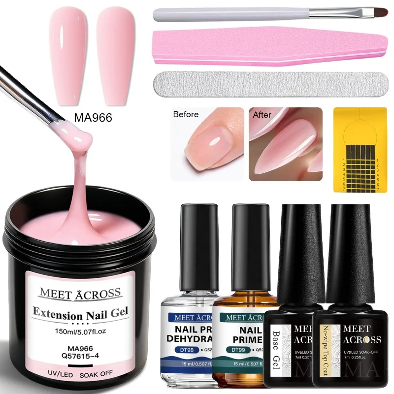 

9pcs 150ml Large Capacity Clear Pink Jelly Gel Nail Extension Set UV LED Cured Builder Nail Gel French Nail Art Semi Permanent