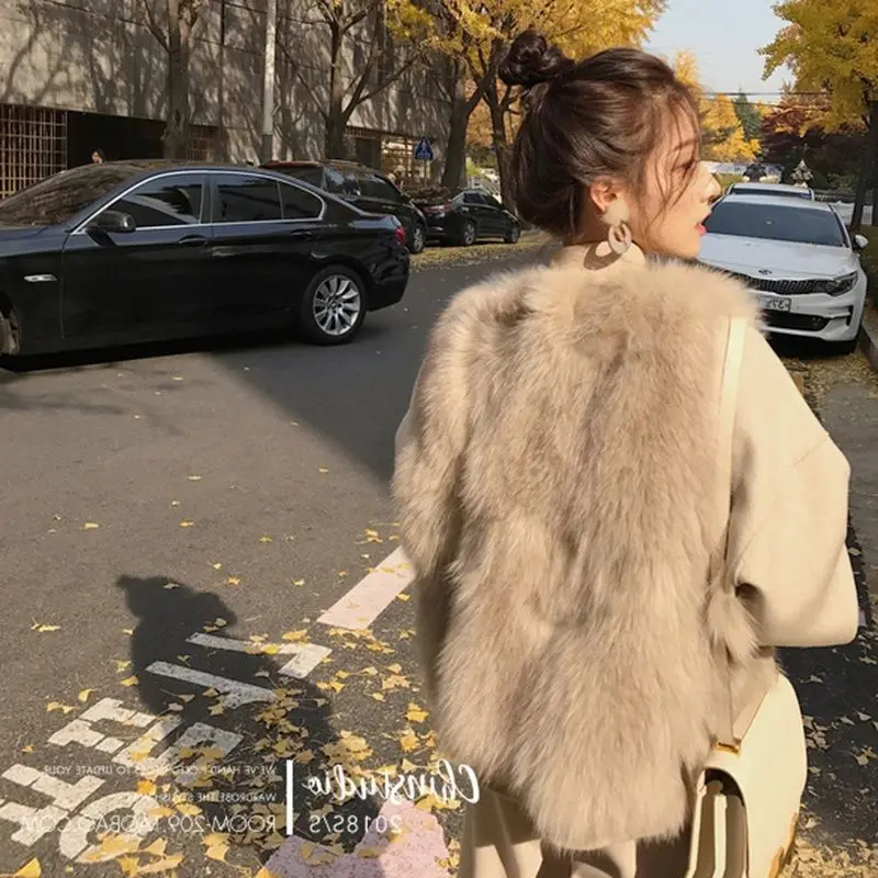 

High Quality Women Winter Mink Fur Vest Round Neck Solid Sleeveless Lady Artificial Fur Cardigan Temperament Female Eco Fur Coat