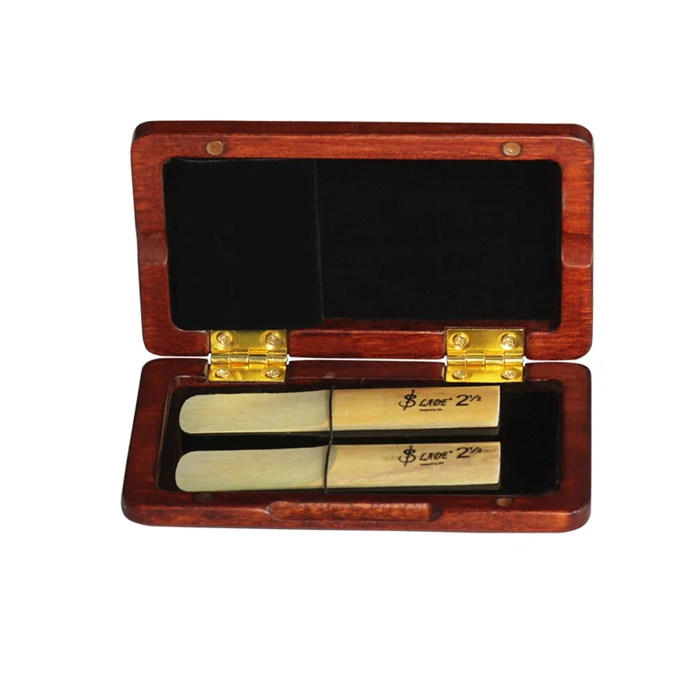 Solid Walnut Wood Saxophone & Clarinet Reed Case – Holds 2 Reeds, Alto/Tenor/Soprano Sax & Clarinet Protective Storage Box