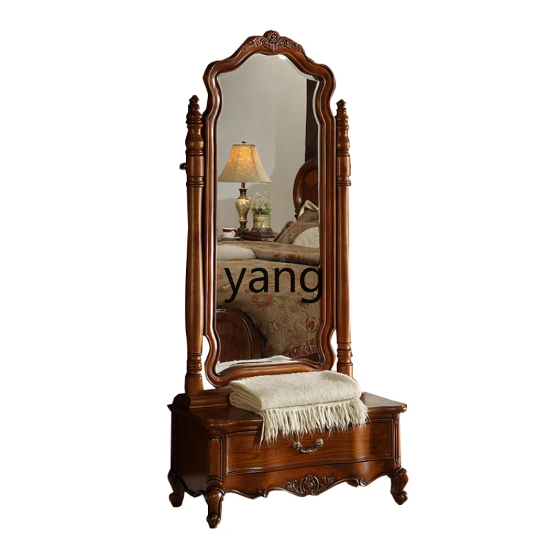 CX light luxury full-length mirror old solid wood fitting mirror villa bedroom floor mirror