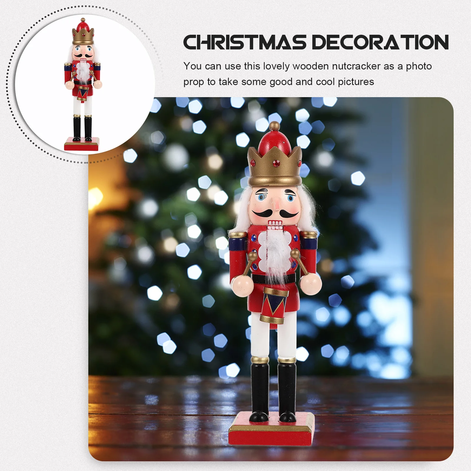 

1pc Wooden Nutcracker Soldier Christmas Decor Xmas Desktop Ornament Home Office Garden Decoration Holiday Party Supply Vintage
