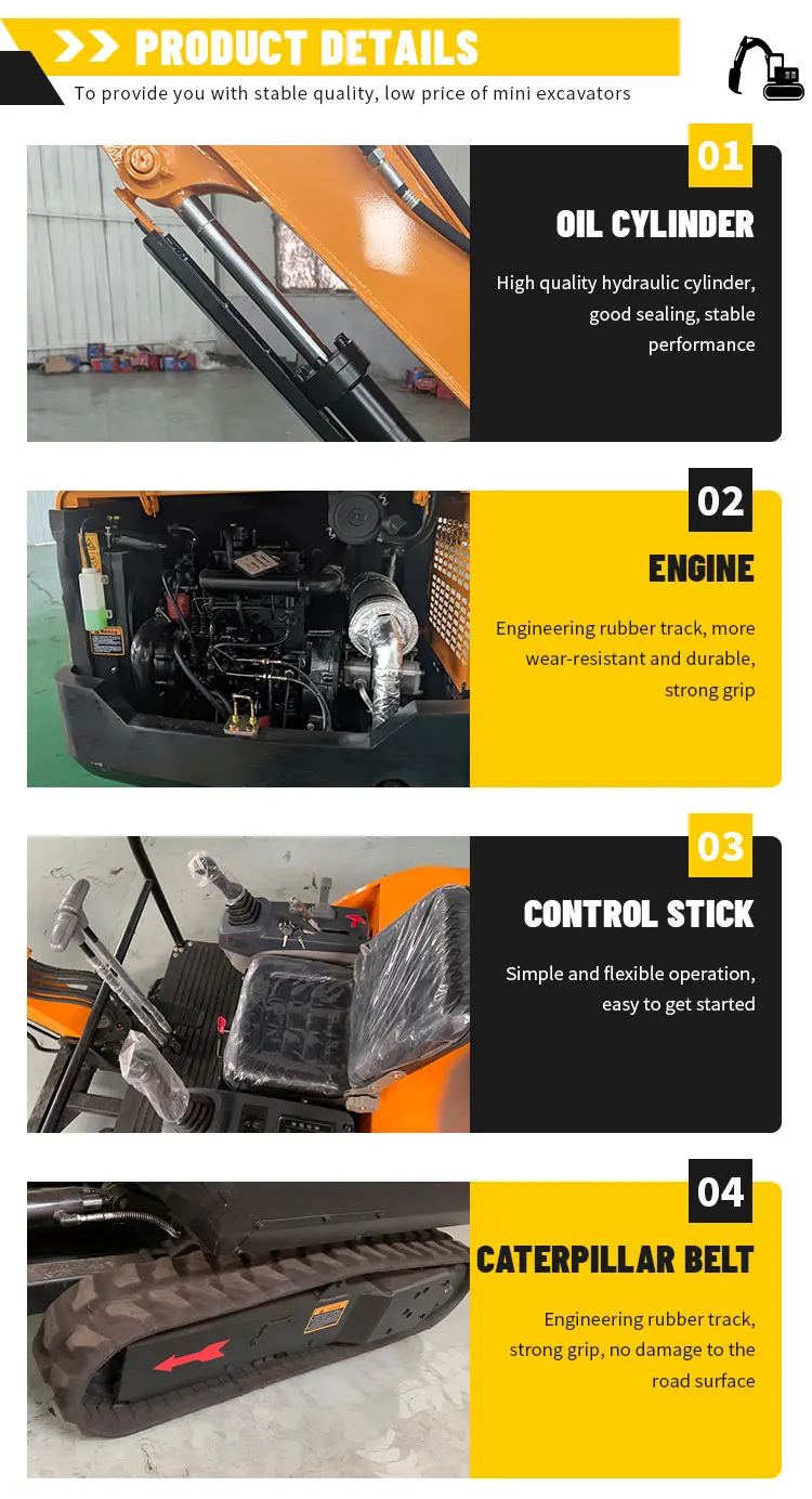 Kostenloser Versand Kleiner Bagger 2 Tonnen Mini-Bagger mit Hydraulikdaumen Baggermotor 2,5 Tonnen Kleiner Bagger 2000kg – Detail 9