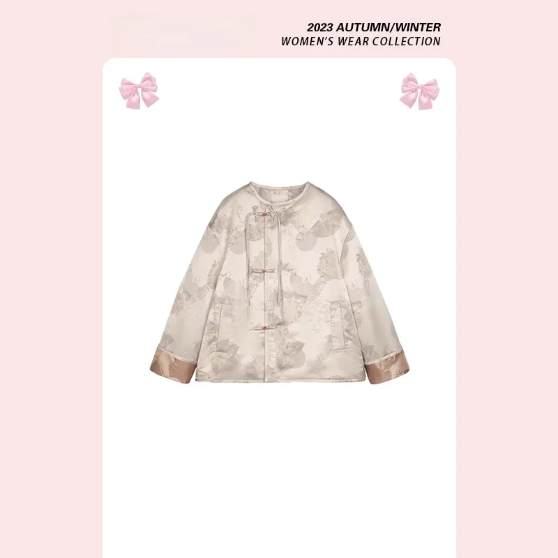 

OERALCIS New Chinese Style Cotton Jacket Women's Fashionable Traditional Trend Top Winter Long Sleeve Pear Shape Fit