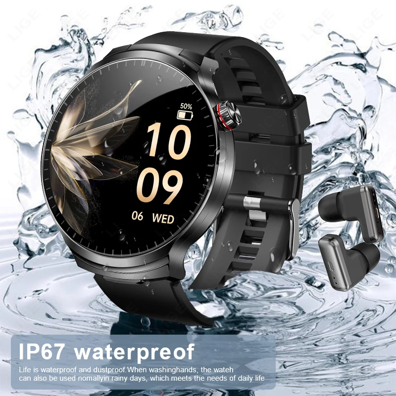 Men's LIGE TWS Smart Watch with Earbuds and Bluetooth Call