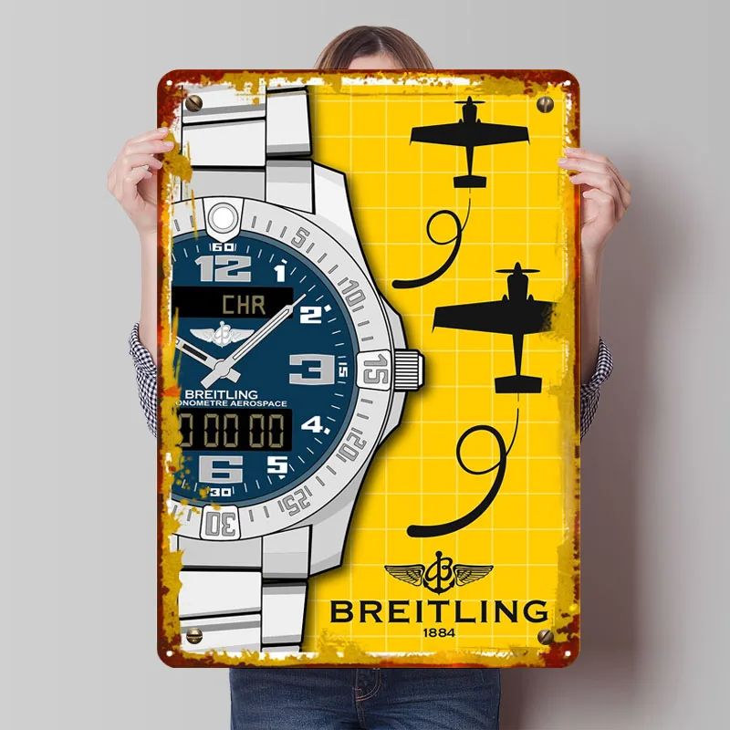 Breitling Luft- und Raumfahrt-Uhrenschild, Militär-Poster, Bilder, Wanddekoration, Artikel, individuelle Metall-Blechschilder für Wandkunst-Dekoration