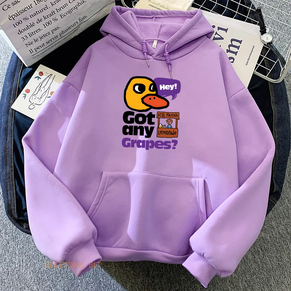 

The Duck Song Got Any Grapes Hoodies Cartoon Printing Sweatshirts Long Sleeve Hooded Pullovers Winter Women/Men Hoody Sudaderas