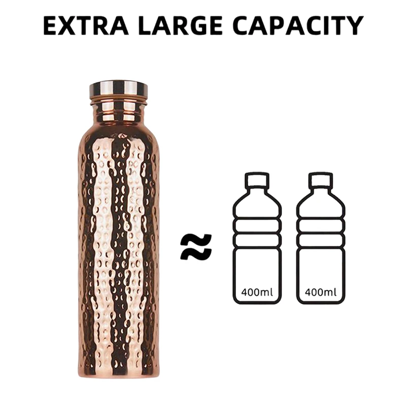[New] 800ML Electroplated Copper Water Bottle​ ​One-Click Open Lid​ Anti-Slip​ ​Hammer Pattern Bottle​ Sports Water Bottle