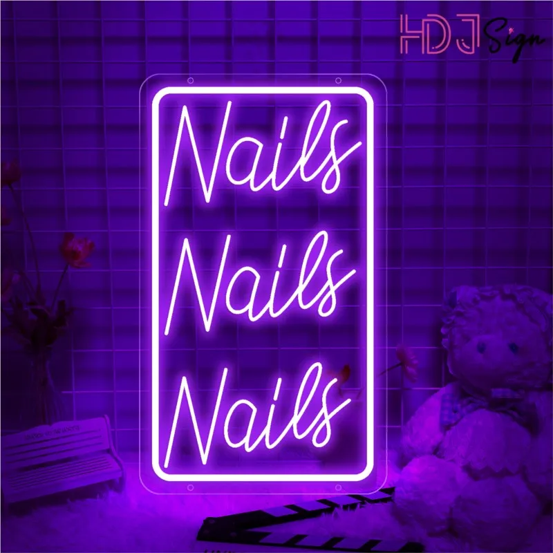 เล็บเล็บเล็บห้องป้ายนีออนของขวัญที่กําหนดเอง 3D แกะสลัก LED Light Beauty Room Wall Decor สําหรับขนตาเล็บ Shop ห้องนอน