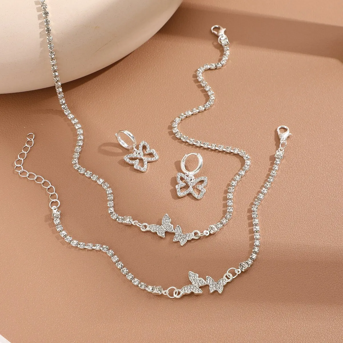 Fashionable And Trendy Earrings Necklaces Bracelets Butterfly Pendant Jewelry Sets Women Party Wedding Gifts Fashion Accessories