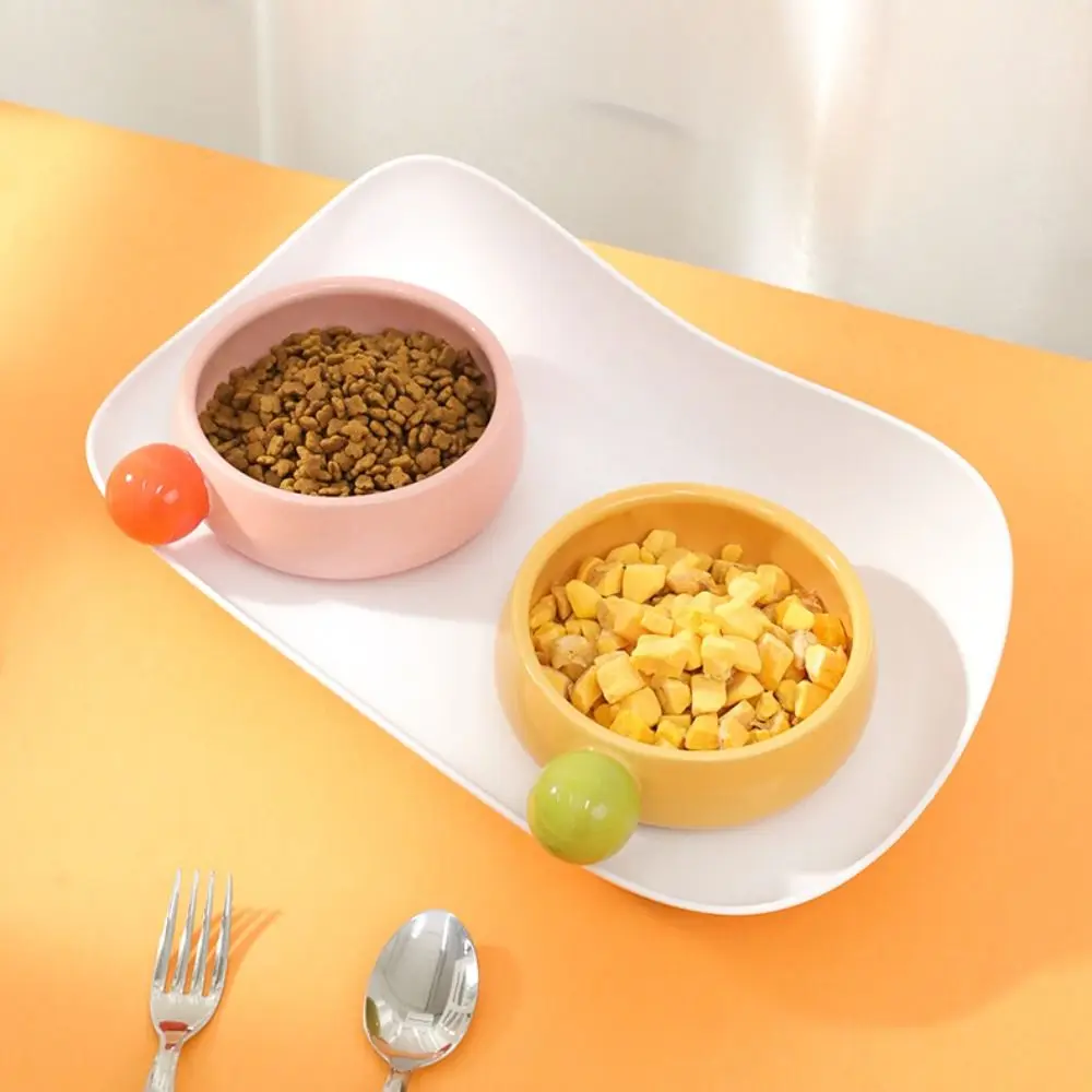 

Multi-use Ceramic Pet Feeding Double Bowls Cartoon Anti-Slip Cat Feeder Dispenser Portable Cute Dog Food Basin Kitten Puppy