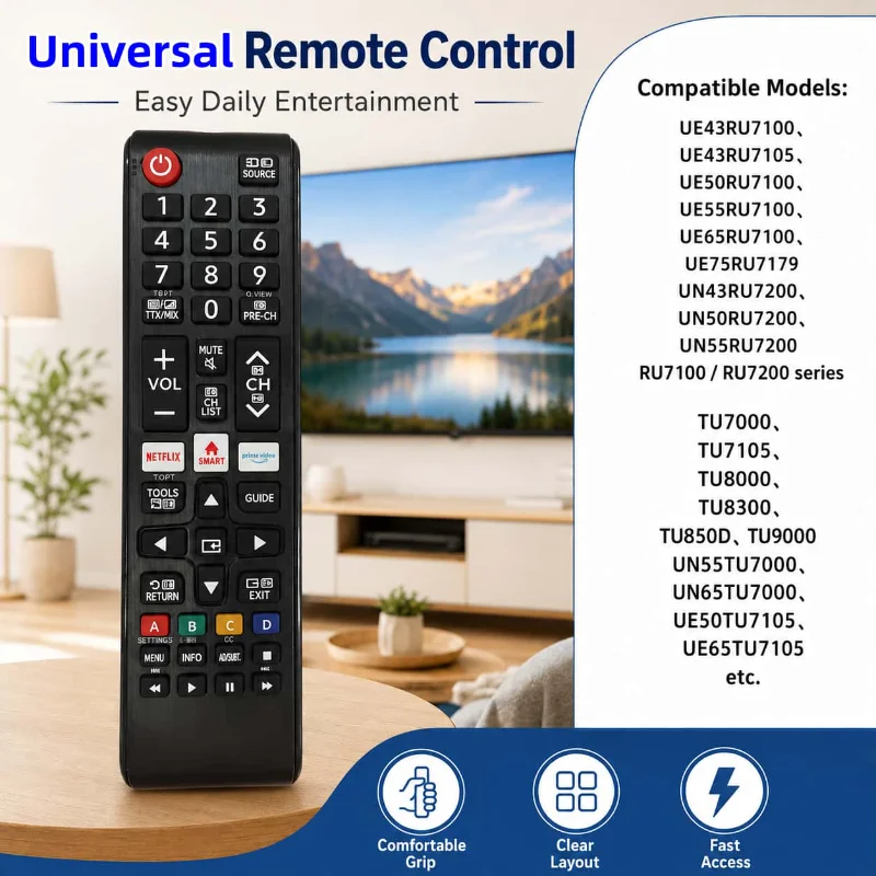 Universal TV Remote Control BN59-01303V For Samsung Smart 4K UHD LED QLED TV With NETFLIX Prime Video Hot Keys