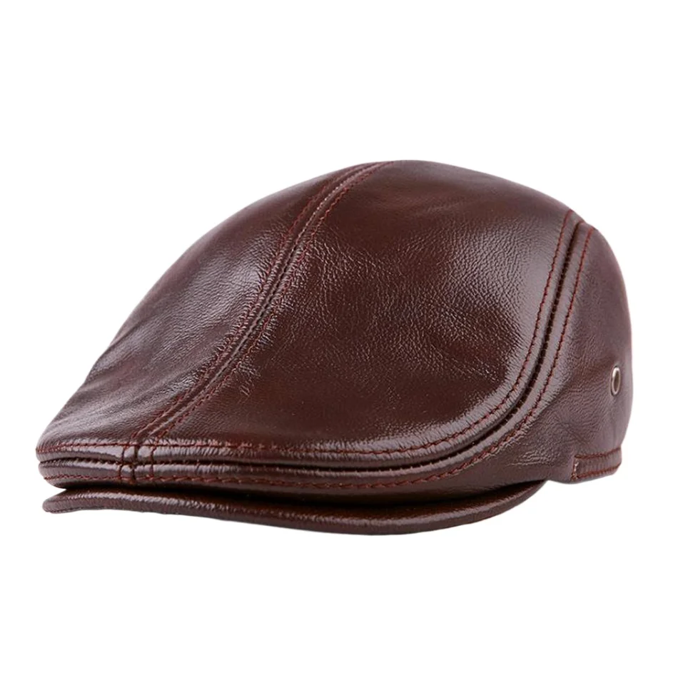 burgundy-classic-beret-caps-men-leather-flat-caps-warm-genuine-leather-caps-ivy-duckbill-hat-winter-luxury-brand-flat-hats-new