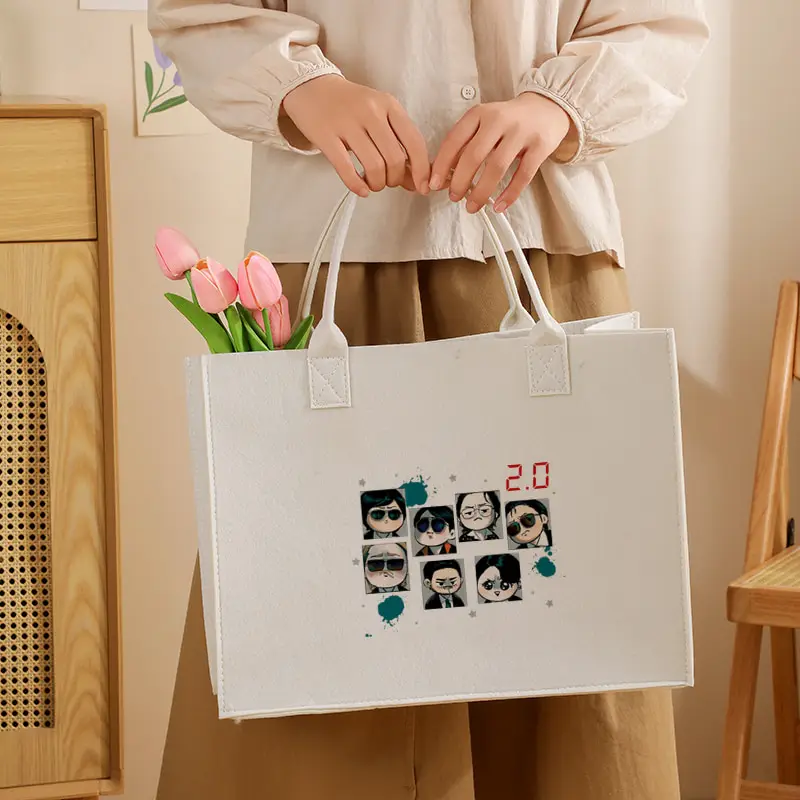 

Arirang World Tour 2026 Tote Bag Organizer Large Capacity Travel Shoulder Bags Fashion White Large Felt Bags Kpop Fan Gift