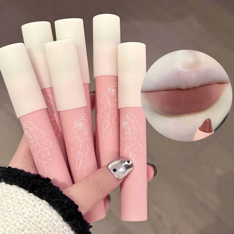 Velvet Matte Lipsticks Pencil Waterproof Sexy Long Lasting Nude Stick on-Stick Cup Lips Red Lip Tint Pen Makeup Cosmetic 6 Color