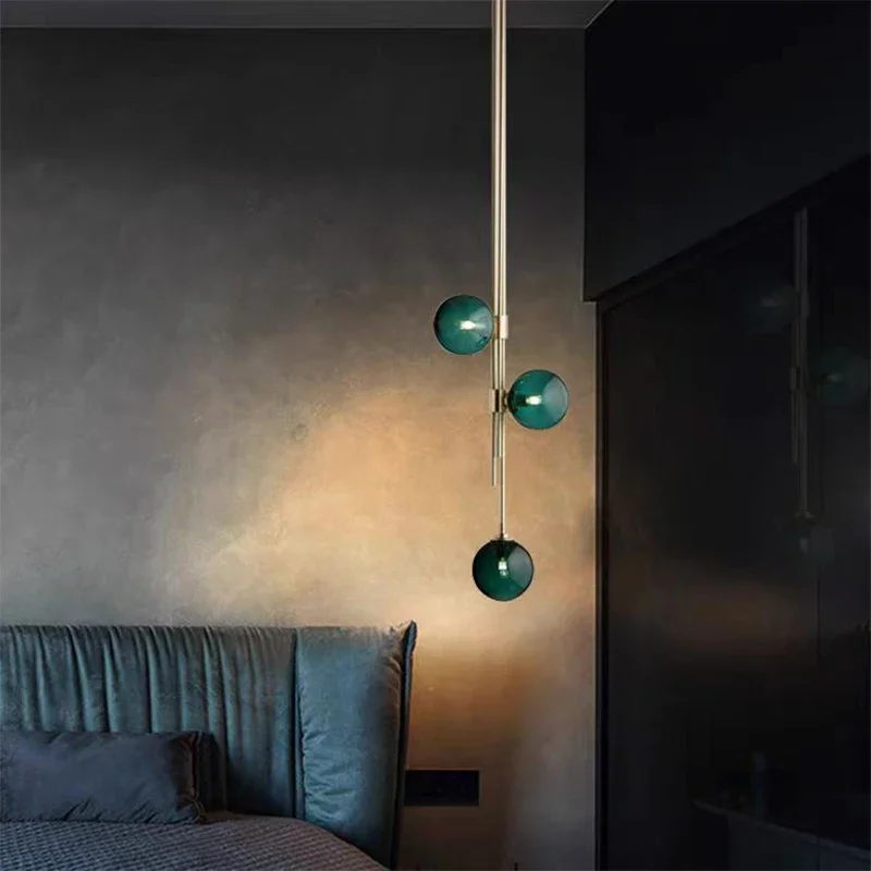 Apparecchio LED lampada a sospensione a sfera di vetro decorazioni per la casa apparecchio di illuminazione in ottone soggiorno camera da letto lampade a sospensione da comodino