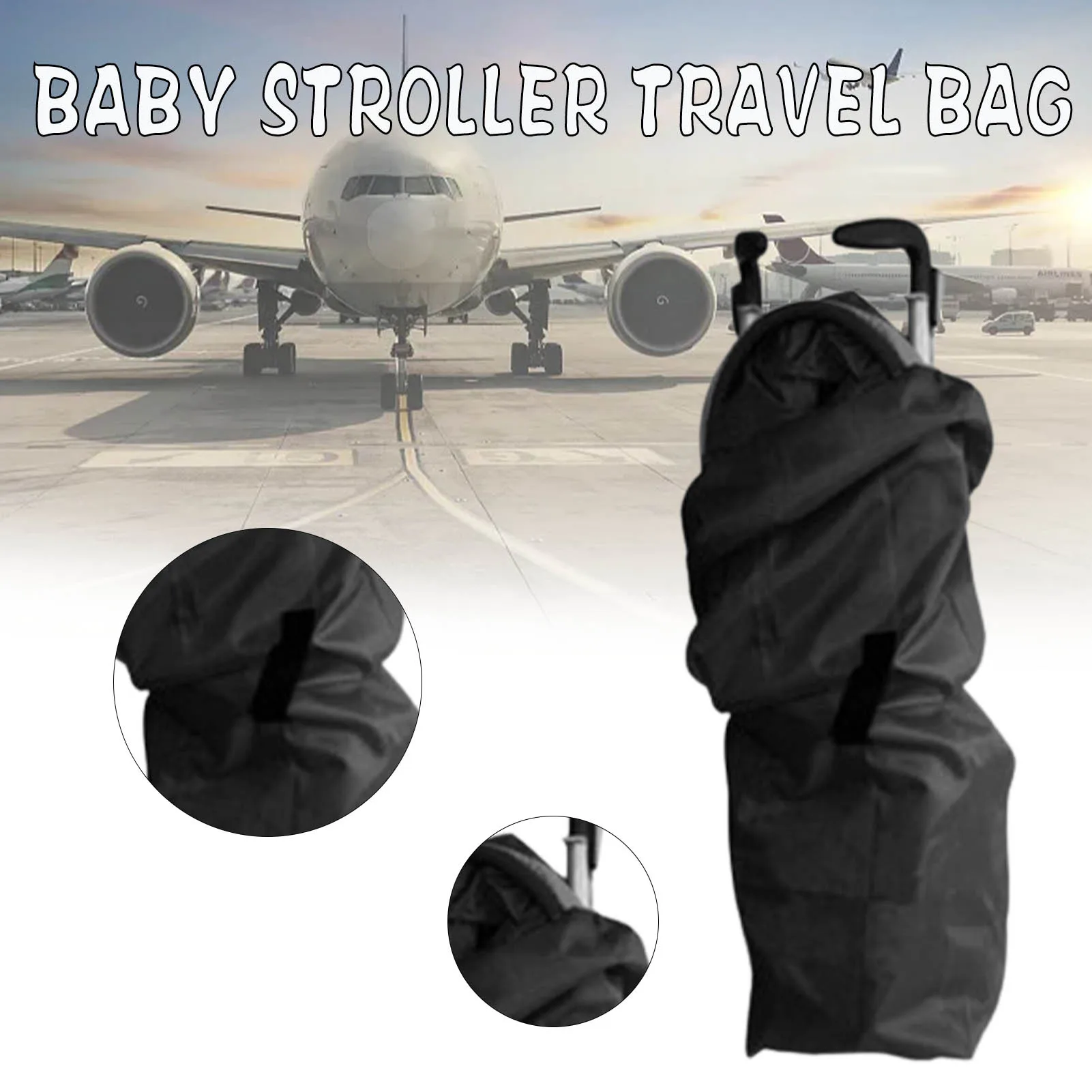 Large Foldable Stroller Storage Bag with Sturdy and Strong Oxford Material for Airplane Gate Check and Storage