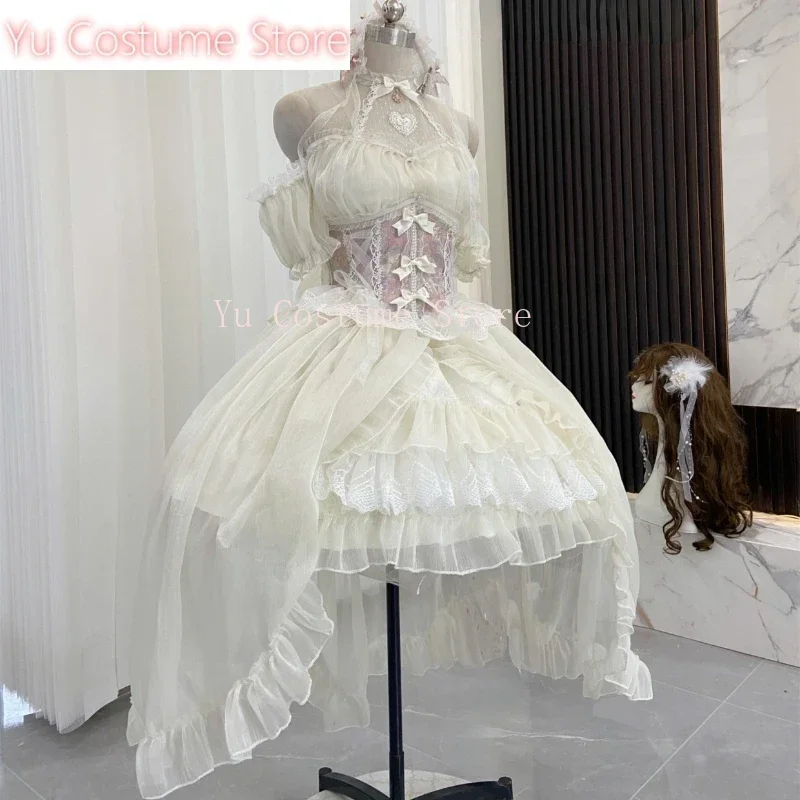 

Vintage Victorian Lolita Dress Cosplay Kawaii Lace Flower Bow Trailing Dresses Women Japanese Style Elegant Wedding Party Yu