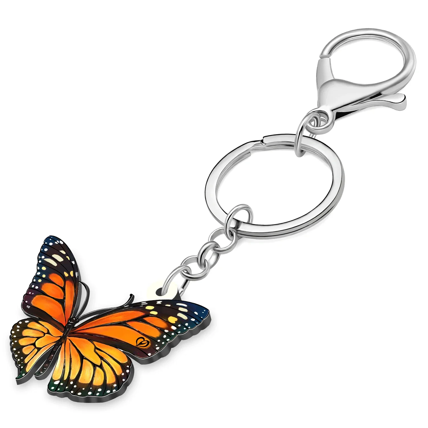 BONSNY Acrylic Orange Monarch Butterfly Key Ring Handbag Car Keychains Trendy Jewelry For Women Girls Keychains Gifts image 3